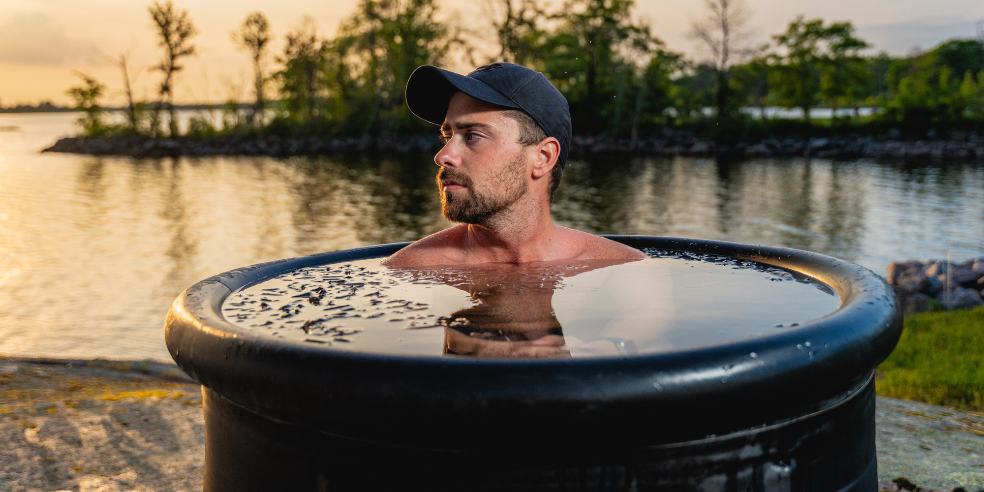 guy enjoying ice bath